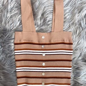 Lottie Moss (Pacsun) Brown Striped Crop Top